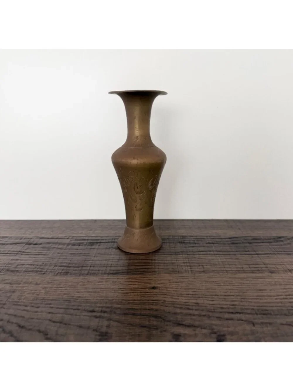 Vintage‎ Brass Etched Bud Vase Engraved Boho Hollywood Regency Eclectic Decor